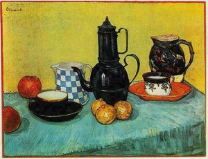 Still Life: Blue Enamel Coffeepot, Earthenware And Fruit — Vincent Willem Van Gogh, Post-impressionism