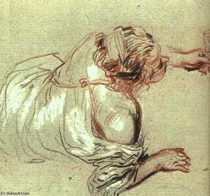 Recicling Bacchante Holding A Glass — Jean-antoine Watteau, Rococo Style