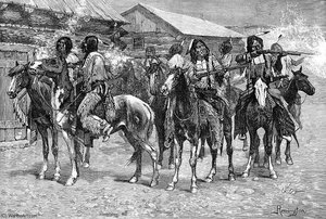 Crow Indians Fire Into The Agency — Frederic Remington