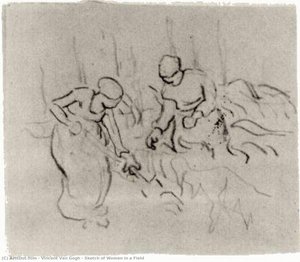 Sketch Of Women In A Field — Vincent Willem Van Gogh, Post Impressionism