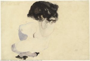 Nackt Mit Violettstrümpfen Und Schwarzhaar — Egon Schiele, Expressionist Movement