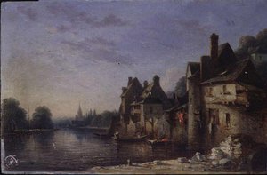 LAVAL RIVE DROITE DE LA MAYENNE ET VUE D'AVESNIERES