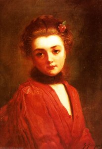 Portrait of a girl in a red dress