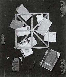 Letter Rack On Black, (painting) — John Frederick Peto