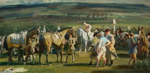 Study For 'the Saddling Paddock, Cheltenham March Meeting' — Sir Alfred James Munnings