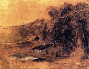 Cottages Among Trees — Théodore Rousseau (pierre Etienne Théodore Rousseau), Barbizon School