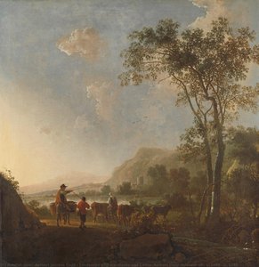 Landscape With Herdsmen And Cattle, Aelbert Cuyp (follower Of), C. 1660 - C. 1795 — Aelbert Jacobsz Cuyp, Dutch Golden Age