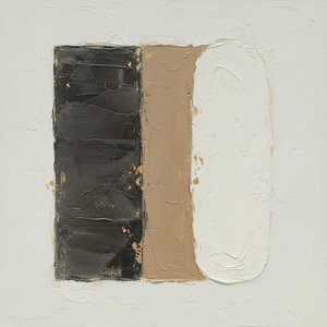 Monolithisches Triptychon In Holzkohle Und Ocker Mit Skulpturalem Impasto-relief — David Moreau, Zeitgenössische Abstraktion