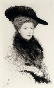 Woman with fur collar