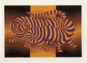 Two Tigers (orange) — Victor Vasarely