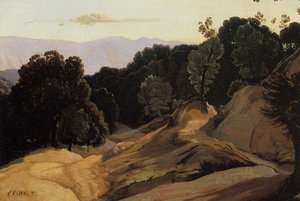 Road Through Wooded Mountains — Jean-baptiste-camille Corot, Romantic Landscape Romantic Landscape
