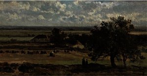 Figures In A Panoramic Landscape — Jan Weissenbruch, Hague School