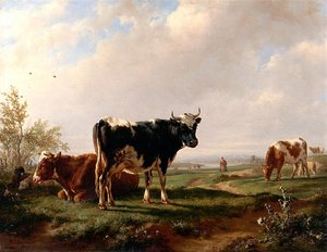 Vaches Et Moutons Dans Un Pâturage — Jacques Raymond Brascassat