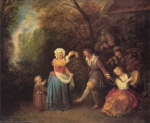 La Danse Champetre — Jean-antoine Watteau, Rococo Style