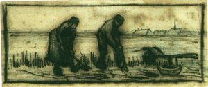 Potato Harvest With Two Figures — Vincent Willem Van Gogh, Post-impressionism