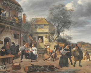 Peasants Before An Inn — Jan Havickszoon Steen, Baroque Realism