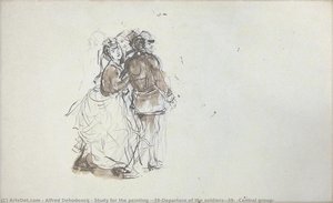Study For The Painting 'departure Of The Soldiers' (central Group) — Alfred Dehodencq