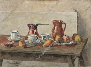Still Life. Dishes And Fruits. — Pyotr Konchalovsky