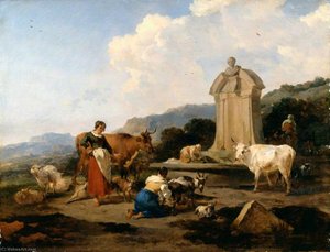 Roman Fountain With Cattle And Figures (le Midi) — Nicolaes Pietersz Berchem