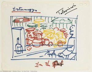 In The Pub - Television — Abidin Dino, Social Realism