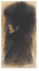 Girl With Hat And Cape In Profile — Gustav Klimt, Symbolism Vienna Secession