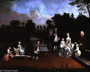 A Family Group On A Terrace In A Garden — Arthur William Devis