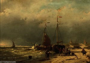 Unloading the catch on the beach of scheveningen