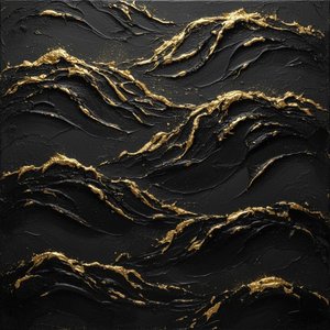 Gilded Topography: A Monumental Study Of Obsidian Waves And Liquid Gold — David Moreau, Plaster & Texture Art