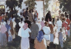 Mass At A Railway Station — Viktor Elpidiforovich Borisov Musatov