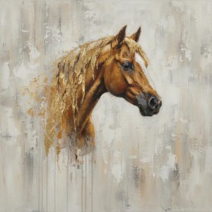 Espíritu Equino Dorado: Un Estudio Monumental En Tonos Castaños Y Oro Líquido