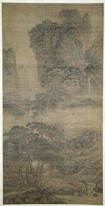 明 傳謝時臣 松溪琴客圖 軸 Listening to the Zither Among Streams and Pines