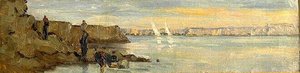 Egypte 1881 Femmes Fellahines À La Rivière (titre Sur Le Cartel) — Joseph-félix Bouchor