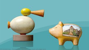 Toy duck and piggy bank