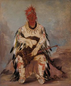 No Wáy Ke Súg Gah, He Who Strikes Two At Once, A Brave — George Catlin