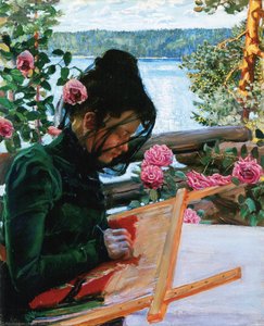 Mary Sewing In Kalela — Akseli Gallen-kallela