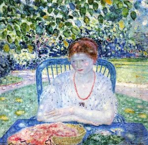 Sewing In The Garden — Frederick Carl Frieseke
