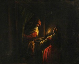 Figures In A Candlelit Interior — Francesco Bassano Ii