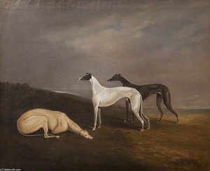 Three Greyhounds In A Landscape