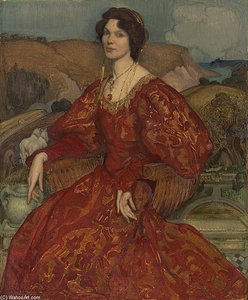 Sybil Waller In A Red And Gold Dress — George Washington Thomas Lambert