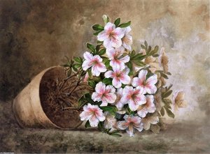 White Azaleas In A Flower Pot — Paul De Longpré
