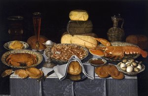 Still Life With Crab, Shrimps And Lobster — Clara Peeters