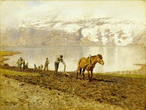 Plowing With Horse — Otto Ludvig Sinding, Realism