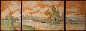 A River Scene (triptych) — Léopold Pascal