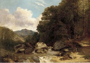 Loggers In A River Landscape — Frederick Richard Lee
