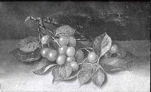 Cherries on Table Top, (painting)