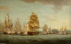 Hms 'spartan' And French Frigates — Thomas Whitcombe