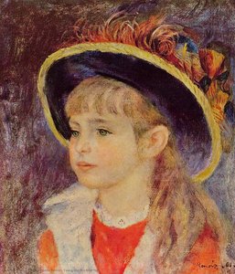 Young Girl In A Blue Hat — Pierre-auguste Renoir, Impressionism