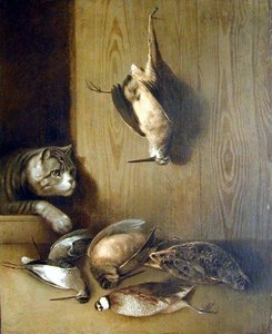 Cat Looking Wistfully At Partridge, Snipe And Woodcock — Charles Fraser