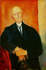Seated Man With Orange Background — Amedeo Clemente Modigliani, Expressionism