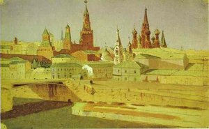 View Of The Moskvoretsky Bridge, The Kremlin And The Pokrovsky Cathedral — Arkhip Ivanovich Kuindzhi, Realism
